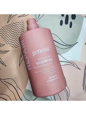 Genesis Repairing Shampoo for Damaged Hair Keratin & Vitamin E 33.8 Oz Jumbo